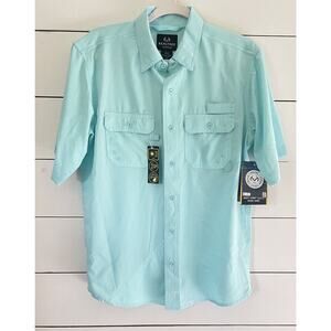 NEW Realtree Mens S Fishing Guide Shirt Blue Button Up Short Sleeve Small NWT